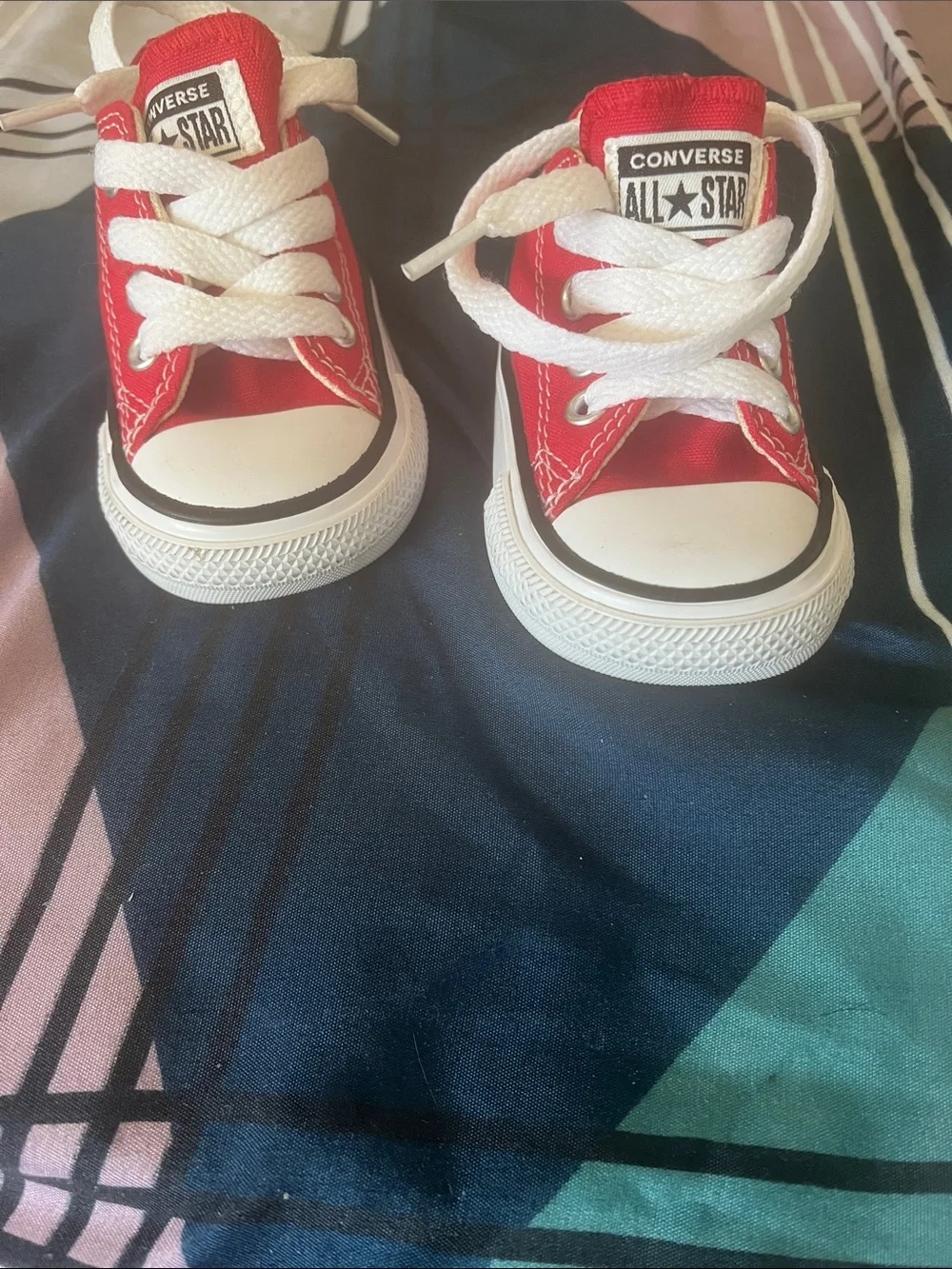 Converse Red Canvas Baby Low-Top Sneakers with White Laces